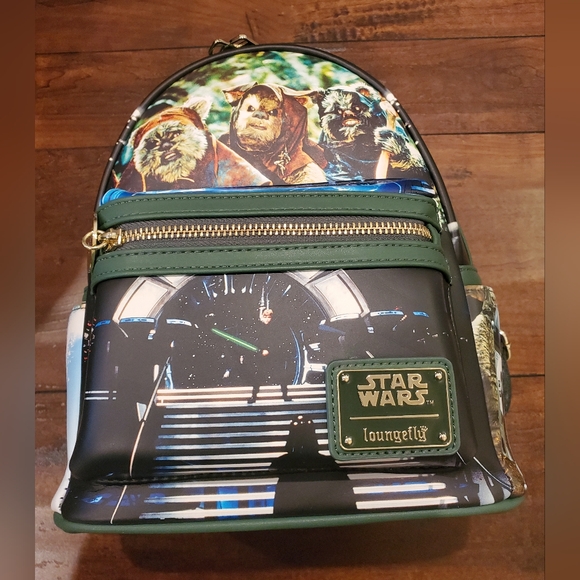 NWT Loungefly Star Wars Return Of The Jedi Scene Green Backpack - Picture 6 of 13